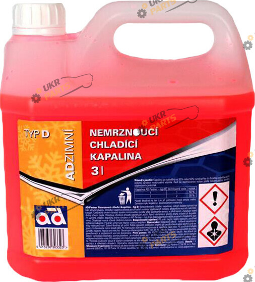 Концентрат антифриза AD ANTIFREEZE TYP D G12 красный 3 л (AD ANTIFREEZE D 3L)