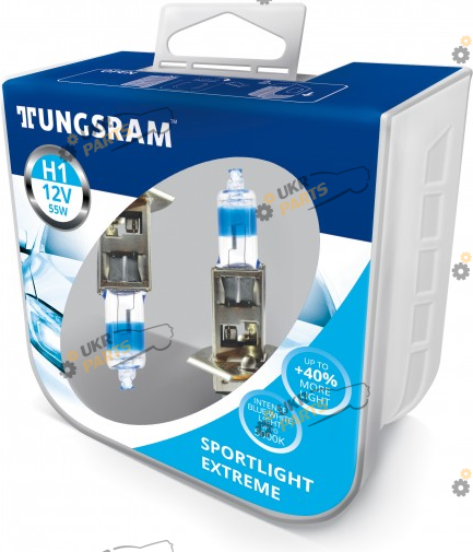 Галогеновая лампа Tungsram H1 55W 12V (2 шт./пластикбокс) Sportlight Extreme 5000K H1 2 шт (TU50310SUP.2PL)