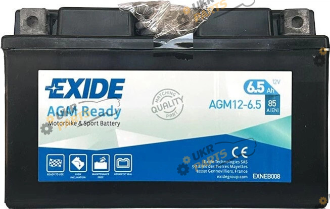 Мотоциклетный аккумулятор Exide Ready 6.5 Ач (AGM12-6.5)