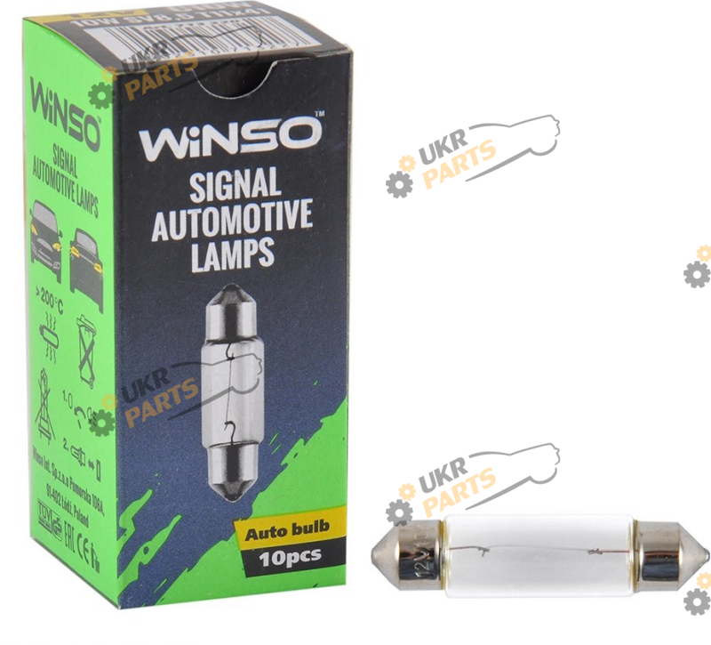 Лампочка салона Winso C10W 10W SV8.5 T11x41 упаковка 10шт (713220)