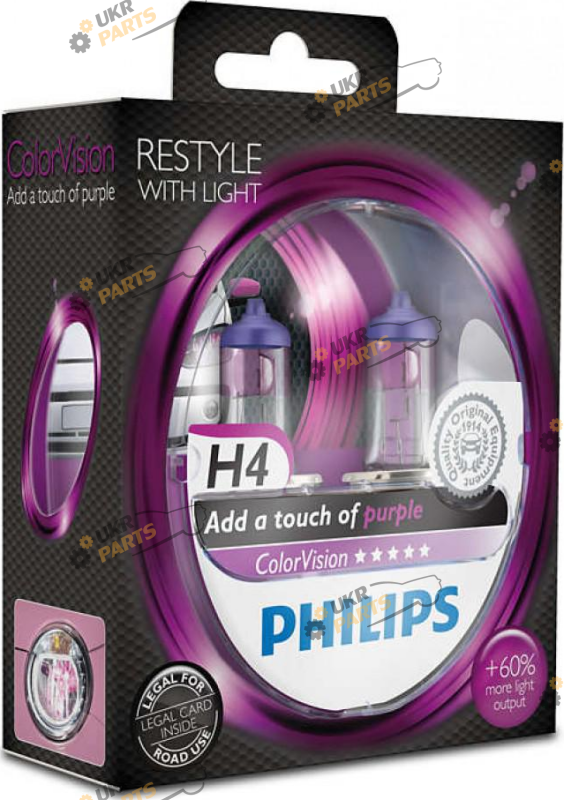Галогеновая лампа Philips ColorVision Purple H4 2 шт (22664)