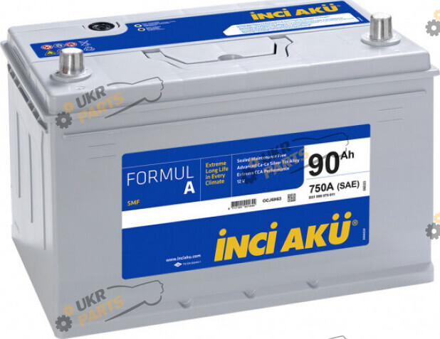 Автомобильный аккумулятор INCI AKU Asia 750A (R+) 90 Ач (D31 090 075 011)