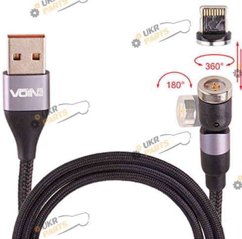 Кабель Voin 1m, black (швидка зарядка / передача даних) Lightning 3 А (VL-6601L BK (300))