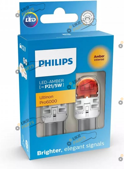 Лампочка Philips P21/5W LED Ultinon Pro6000 SI 12V BAY15d amber (11499AU60X2)