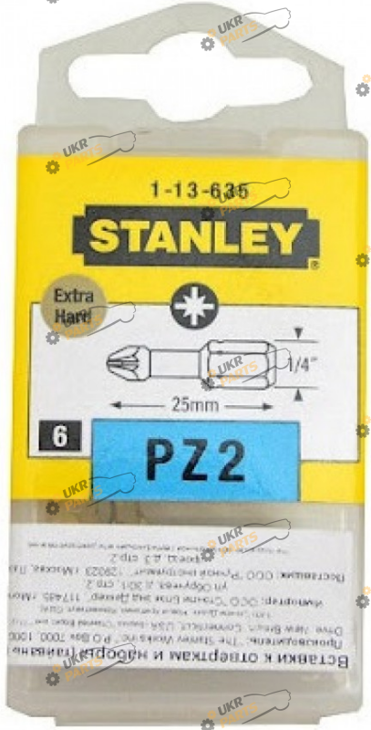 Набор бит Stanley PZ2 х 25 мм, GOLD 6 шт (1-13-635)