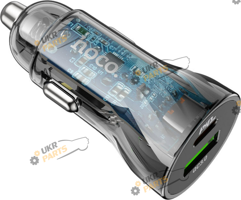 Зарядное устройство Hoco Z47A Transparent Discovery Black з кабелем type-c-lightning USB/Type-C 3 А (6931474782298)