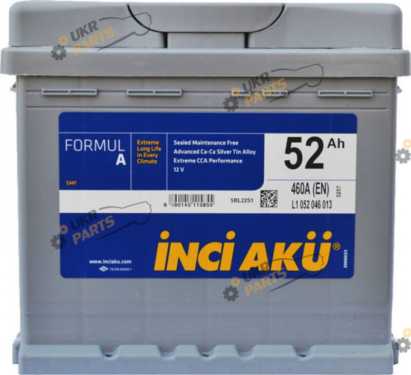 Автомобильный аккумулятор INCI AKU 460 A 52 Ач (L1 052 046 013)