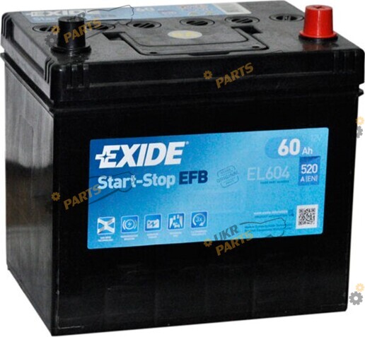 Автомобильный аккумулятор Exide EFB 6СТ-60 (-/+) Asia 520 А 60 Ач (EL604)