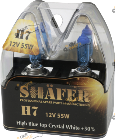 Галогеновая лампа Shafer High Blue top Crystal White +50% 12v H7 2 шт (SL3007C)
