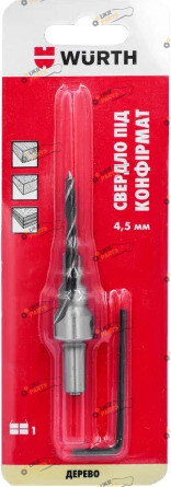 Сверло конфирматное Wurth 4,5х85 mm, 1шт. в блістері 4,5 мм (1650700450901)
