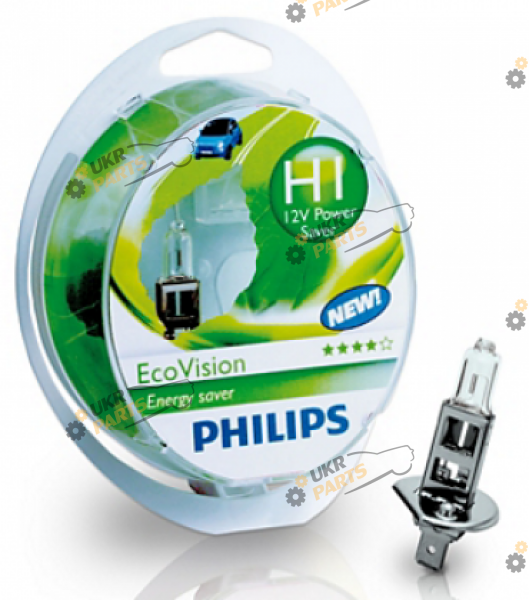 Галогеновая лампа Philips 55W 12V P14,5s H1 EcoVision H1 2 шт (12258ECOS2)