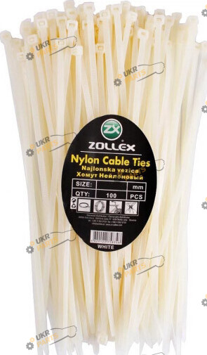Набор стяжек Zollex 100 штук белые (W45200X100W)