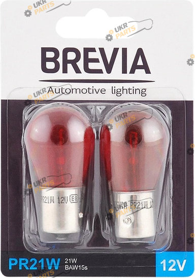 Лампочка габарита Brevia BAW15s RED blister 2шт (12326B2)