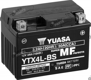 Мотоциклетный аккумулятор Yuasa МОТО MF VRLA Battery 3 Ач (YTX4L-BS)