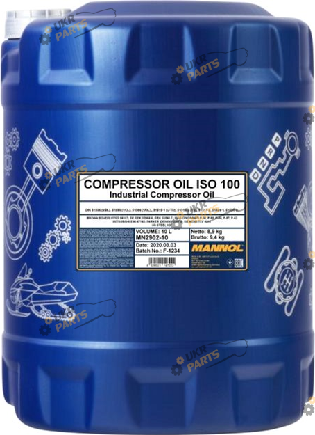 Масло гидравлическое Mannol Compressor Oil ISO 100 10 л (MN2902-10)