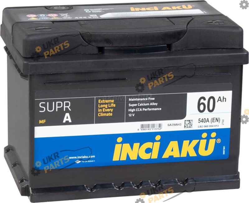 Автомобильный аккумулятор INCI AKU 540 A (R+) 60 Ач (LB2 060 054 013)