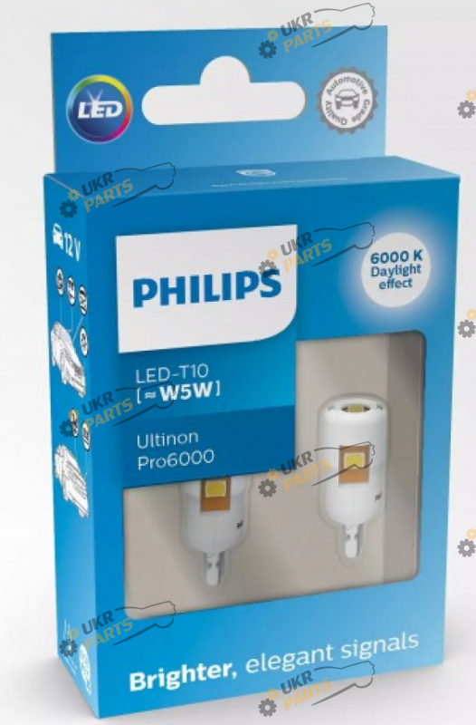 Лампочка Philips W5W (T10) LED white Ultinon Pro6000 SI 6000 K (11961CU60X2)