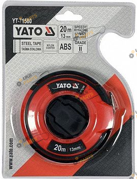 Рулетка Yato с стальной лентой и нейлоновым покрытием 20 м (YT-71580)
