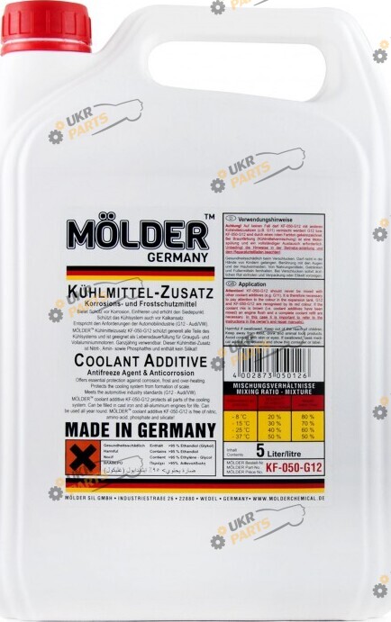 Концентрат антифриза MOLDER Antifreeze Concentrate G12 G12 красный 5 л (KF-050-G12)