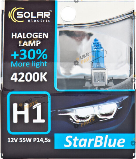 Галогеновая лампа SOLAR StarBlue 4200K H1 2 шт (1241S2)