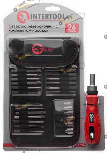 Отвертка реверсионная Intertool 1/4 с комплектом насадок 26 шт (VT-1026)