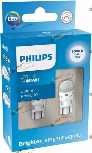 Лампочка Philips W5W (T10) LED white Ultinon Pro6000 SI 8000 K (11961XU60X2)